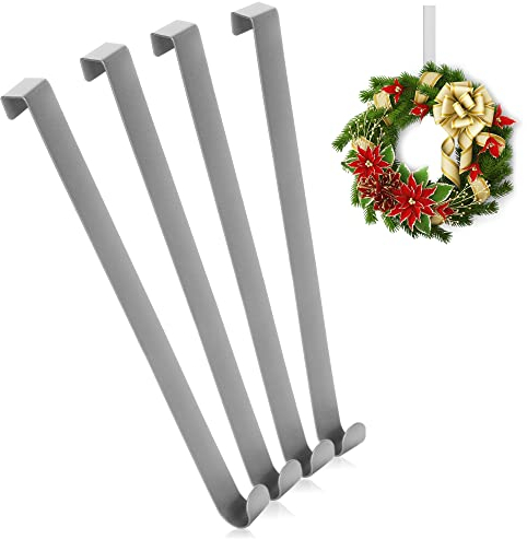 com-four® 4x Türhaken aus Edelstahl - 26 cm Haken für Türkränze und Dekoration - Aufhänger für Türen - für Außenseiten - Kleiderhaken zum Einhängen