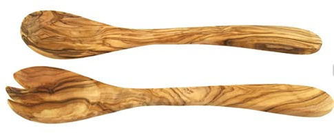 D.O.M. Salatbesteck aus Olivenholz in 21 cm, 30 cm oder 36 cm Länge- Gravur möglich (MITTEL - ca. 30 cm - Ohne Gravur)