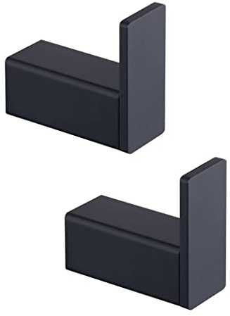 Handtuchhaken Schwarz Wandmontage Set 2er - Edelstahl SUS304 matt, Hochbelastbar für Bad, Dusche & Küche | Hochbelastbar mit Montagezubehör