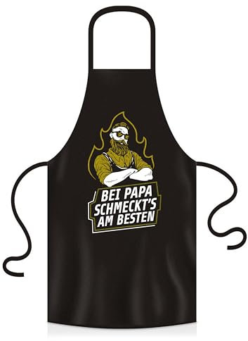 YORA Grillschürze für Männer Vatertagsgeschenk - Kochschürze lustig [inkl. Urkunde] - lustige Geschenke zum Vatertag - Geschenkideen Opa & Papa - Lustig (Bei Papa)