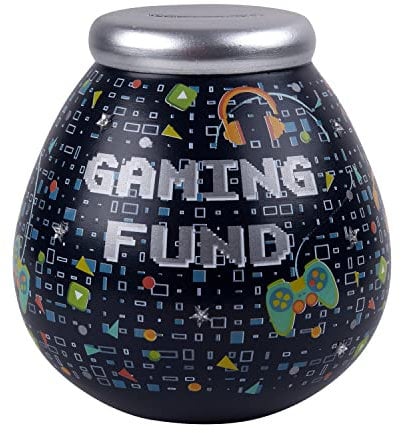 Pot of Dreams Hand Painted Gaming Funds Save And Smash Handcrafted Black Color Ceramic Money Box Piggy Bank | Perfect Decorative Gift and Saving for New Video Games & Toys