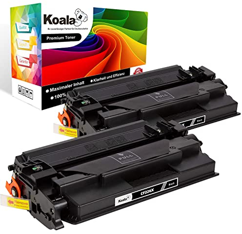 Koala Kompatible Tonerkartusche als Ersatz für HP 26X CF226X 26A CF226A Toner für HP Laserjet Pro M402n M402dn M402dw M402 MFP M426fdw M426fdn M426dw Drucker (Schwarz, 2er-Pack)