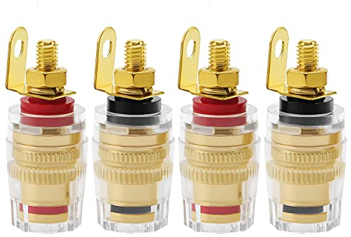 4 Pezzi 4mm Spina a Banana Presa Binding Post, KUOQIY Speaker Terminale Amplificatore Connettore Jack, per Connettore Terminale Altoparlante Amplificatore (32 * 14.2mm)