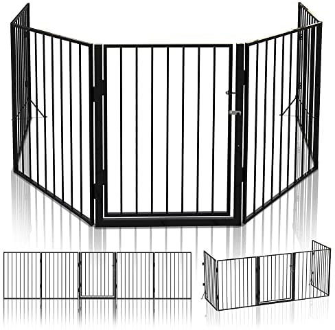 VOUNOT® Cancelletto di Sicurezza Rete Protezione, Barriera Protettiva 5 Pezzi per Camino, Cani, Animali, Stufa, 300 x 75 cm, Nero