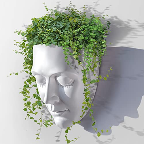 JOFAMY Head Pflanzgefäß zur Wandmontage, 16,8 cm, Kunstharz, Pflanzgefäß für Blumentopf, mit Drainage, geeignet für Heimdekoration, Geschenke