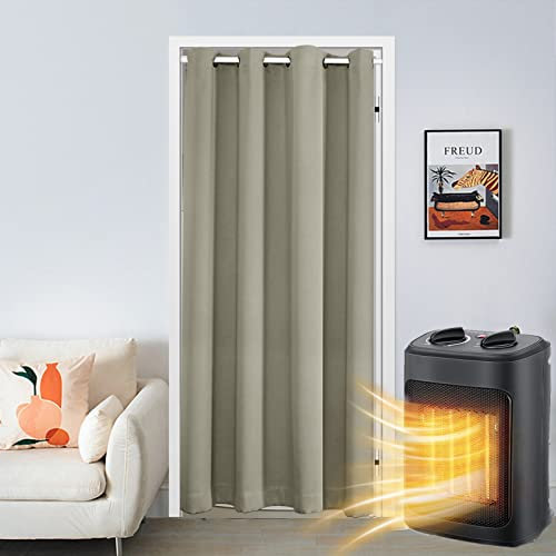 SK Studio Rideau Occultant Isolant Thermique, Rideaux à Oeillets Anti Froid Rideau Séparation de Pièce Anti Bruit pour Salon et Cuisine Gris 1, 120x200cm
