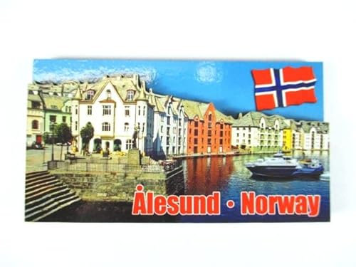 Alesund 3 D Holz Souvenir Deluxe Magnet Norwegen Norway Neu