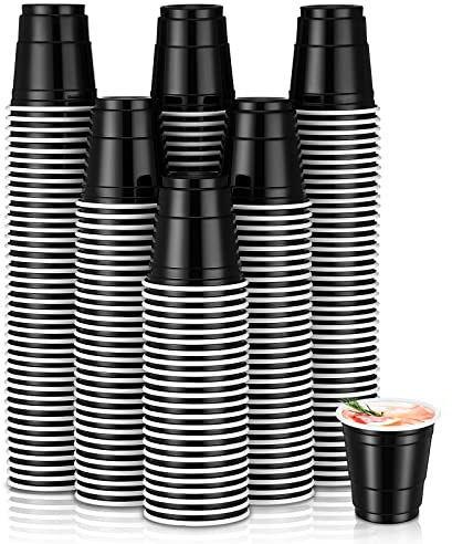 Yetene 200 pcs 2 oz Graduation Plastic Shot Cups Mini Disposable Shot Glasses for 2025 Graduation Party Baby Shower Summer Beer Taste Serving(Black)