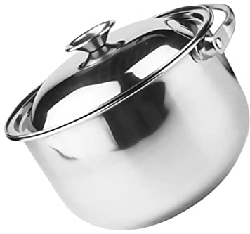 KICHOUSE Multipurpose Stainless Steel Soup Pot with Lid Heat Resistant Stewing Pot for Soup Pasta and Noodles for Home and Restaurant Use