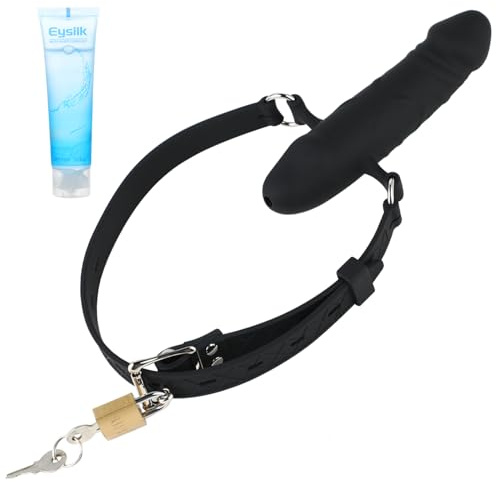 Eysilk Gode Gag Gode réaliste en silicone Bouche du pénis Bâillon noir Boules buccales réglables Pénis SM Gode anal Masturbateur Sex toys pour couple