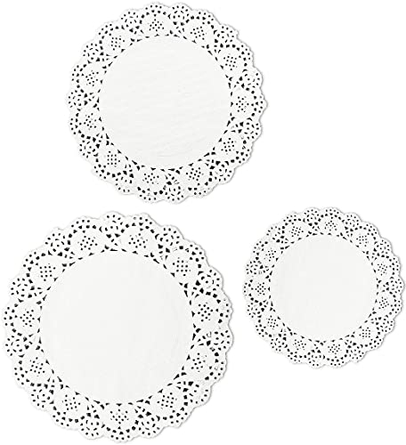 YSTrillion Centrini Carta Pizzo,150 Pezzi Bianco Pizzo Carta di Pizzo,Centrini Rotondi in Carta per Piatti in Pizzo per Dessert,Matrimonio,Decorazione per Tavola 8.5