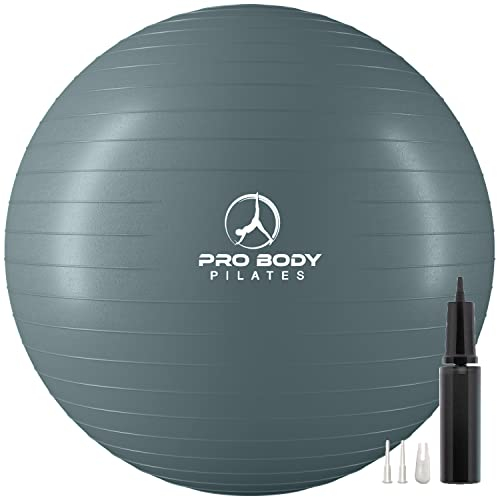 ProBody Pilates Ball Yoga Ball Gymnastikball, frische Farben, Balance Ball oder Schwangerschaftsball für Stabilität, Workout-Ball oder Geburtsball für die Schwangerschaft (Schiefer, 75 cm)