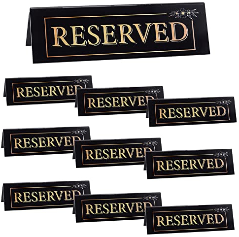 OLYCRAFT 10Pcs Negro Reservado Mesa Signo 150x41mm Acrílico Reservado Carpa Signos Impermeable de Doble Cara Invitado Reserva Mesa Signo para Restaurante Bar Boda Fiesta Reunión Reserva de Asiento