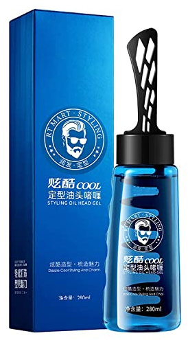 Homezore Haarstyling-Gel 2 in 1 Pomade Gel Men's Curl Hair Products mit Bürste Langanhaltendes Volumen für Männerhaar