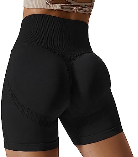 Zhiaek Gym Shorts Damen Booty Scrunch Butt Sport Shorts Damen Push Up Nahtlos Sporthose Kurz Leggings High Waist für Yoga Workout Athletic Fitness