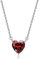 Bo&Pao Herzkette 925 Sterling Silber, Halskette Damen mit Granatrot Zirkonia Stein in Herzform, 45 cm, verstellbar