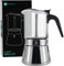 Coffee Gator 4 Cup Moka Pot, 200ml Stovetop Espresso Maker for Italian Coffee, Transparent Glass & Stainless Steel Design, Silver
