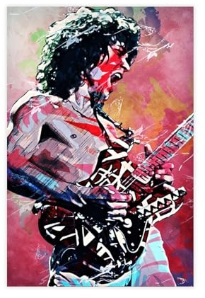 THEGIS Eddie Van Halen 10 Leinwand-Poster, Wandkunst, Dekor, Bild, Gemälde für Wohnzimmer, Schlafzimmer, Dekoration, ungerahmt, 30 x 45 cm