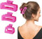 Shinowa 3 Piezas Pinzas de Pelo para Mujeres, Antideslizante Clip de Pelo de Plástico Resistente, Agarre Fuerte Clips para Cabello Accesorio para Cabello para Mujer, Niñas, Rosada