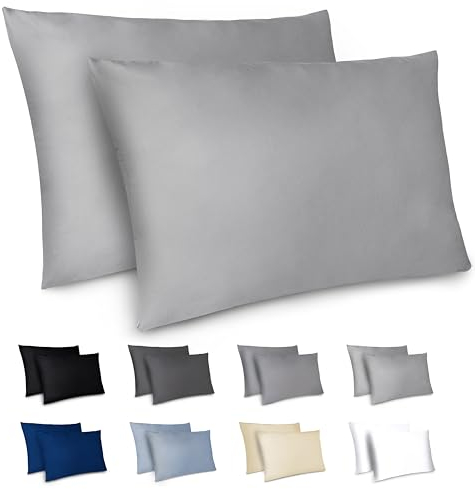 Dreamzie Kissenbezug 50x70 2er Set - Kopfkissenbezug 50x70 Grau mit Reißverschluss aus Mikrofaser Weich, 50x70 cm Pillow Cover