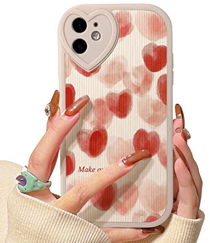 NITITOP Compatible for iPhone 11 Case Cute Small Heart with Love Lens Bumper Protector for Girls Women Soft TPU Shockproof Protective Girly - Small Red Heart