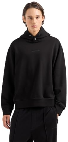 Armani Exchange Herren Small Front and Back Cotton French Terry Hooded Sweatshirt, Schwarz, L EU