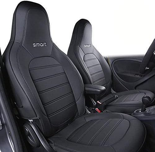 TAKESH 1 Set Autositzbezug, Für Smart 453 Fortwo 2015 2016 2017 2018 2019 Vordersitz Leder atmungsaktives Kissen Auto zubehör,2019-Schwarz