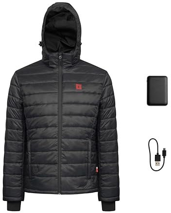 G-HEAT - Doudoune chauffante EVO - Mixte - Isolante - Légère - Capuche amovible. Usages : ville, sport, travail. Fournie avec batterie et câble de recharge