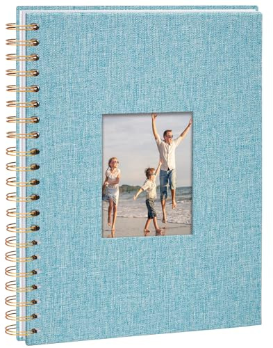 Vienrose Fotoalbum zum Selbstgestalten 28x20,5 cm, säurefreie | 20 Blätter 40 Weißen Seiten, DIY Scrapbook Spiralalbum, Leinen zum Einkleben für Hochzeit Baby Familien Jahrestag Geburtstag