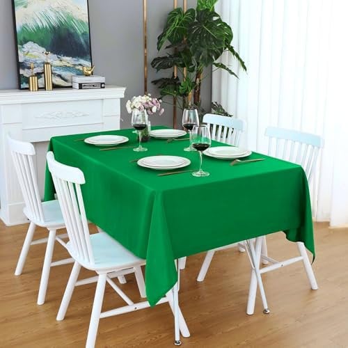 LivinEase Rectangular Tablecloth 140x200cm – 250 GSM Cotton Blend Green Table cloths for 4 to 6 Seater Table - Linen TableCloth Ideal for Christmas, Parties, Halloween and Every Occasions