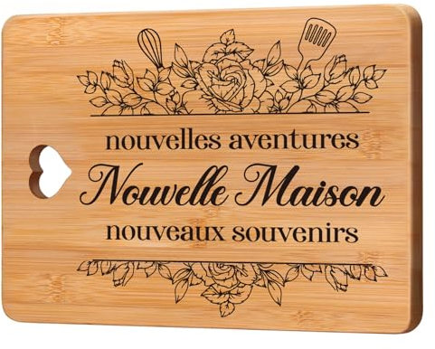 Cadeau pour Crémaillère - Planche à Découper en Bambou, Cadeaux pour Nouvelle Maison pour les Amis, Cadeau Parfaits pour Crémaillère, Cadeau Nouveaux Propriétaires, Cadeau Léger et Pratique