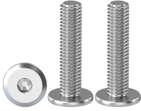 Drenky Viti Testa Piatta M6 con Esagono Incassato, 20 Pezzi Viti Di Connessione Per Mobili M6 X 30 mm Viti a Testa Semicircolare In Acciaio Inox A2 V2A, Filettatura Completa, Viti a Macchina