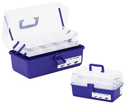 LHGDMJO 2 Layer Painting Toolbox Nail Supplies Storage Pencil Case Folding Craft Box Art Painting Tool(Blue)