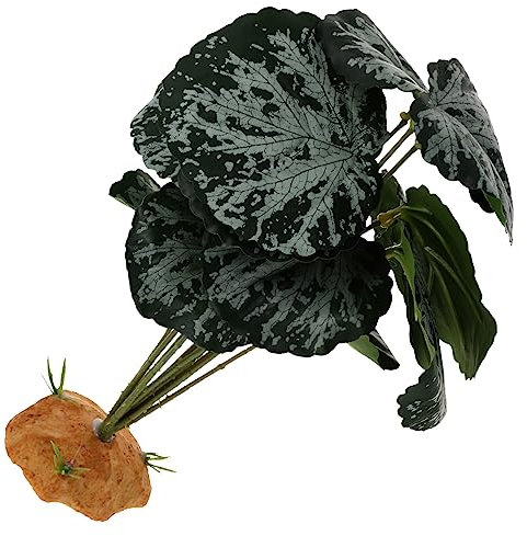 COLLBATH Decorazione Artificiale Resina Sicura Per Piante Tropicali Nascondiglio Rettili Pianta Finta Acquario Rettili Pianta Decorativa Durevole