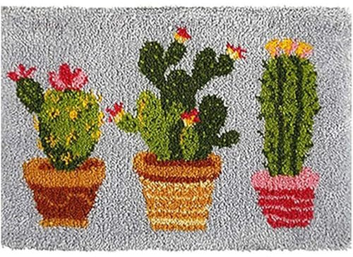 tddouck Bathtub Mats Tapestry Kits Latch Hook Rug Kits Carpet Embroidery Latch Hook Rug Needlework Button Package Diy Rugs Hook Rug Point Rug Cactus