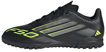 adidas Unisex Kids F50 Club Turf Football Boots Kids, core Black/Iron met./Lucid Lemon, 2.5 UK