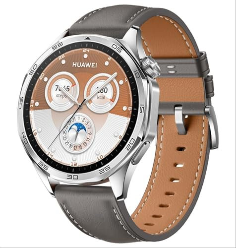 GIOPUEY Correas Compatible con Huawei Watch GT 6/GT 5 46mm/GT6 Pro/GT5 Pro, piel genuina La Correa [Resistente al Desgaste] [Transpirable] Pulsera - gray