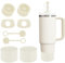 SALUOKE Lot de 8 Accessoires pour Tasse Stanley, Comprenant Couvercle de Paille, Bouchon en Anti-fuite, Botte en Silicone pour Stanley Cup 2.0 1,2l/850ml, Le Gobelet n'est pas Inclus (Crème)