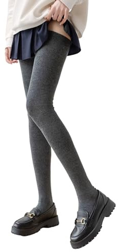 Werownsgso 1 Paar Overknee Strümpfe für Damen Extra lang Socken Gestrickte Kniestrümpfe Winter Warme Socken Retro