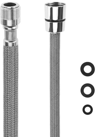 QWORK® 150 cm Manguera para grifo, manguera de ducha de nailon M15/1 x G1/2, para grifos de cocina y baño