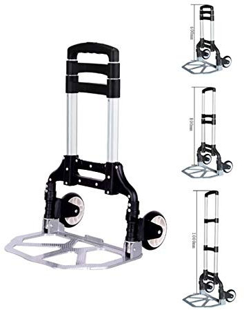 Robuster faltbarer Handwagen aus Aluminium mit Rädern für Gepäck, 80 kg Tragkraft