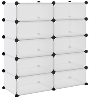 Wintem Schuhregal mit 10 modularen Einlegeböden, 40 x 30 x 17 cm, weiß, leichte und robuste Struktur, auch geeignet für Bücher, Werkzeuge, Zubehör und andere tägliche Gegenstände – Fassungsvermögen