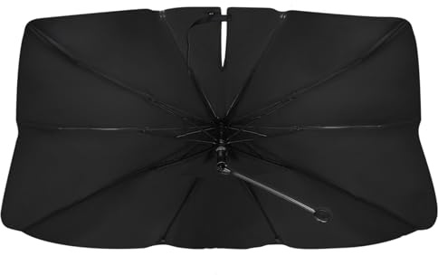 Parasol Coche Delantero Plegable, Anti UV Rayos Parasol Paraguas Coches, Eje Giratorio de 360°, Fácil de Instalar y Almacenar, Adecuado para la Mayoría de Los Modelos