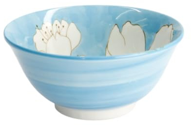 Japan-Bowls ASIATICA | Ramen Bowl Porzellan-Schalen 15 cm | Hochwertige asiatische Schüssel für Reis, Nudeln, Tapas, Udon, Müsli - Suppen-Schale mit japanischen Designs (Suiren blau)