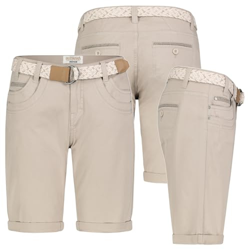 Sublevel Damen Short Bermuda Kurze Hose Sommer Chino Stoff Hose mit Gürtel Neu
