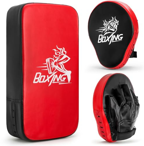 Cididu 2-in-1 Punching Mitts Kick Pack Set, Boxing Mitts Focus Pad for Beginners, Durable Taekwondo Kick Pad, Adjustable Soft Shield Training Pad Set for Kickboxing Karate Muay Thai MMA Training