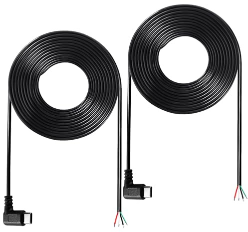 KUOQIY 2 Pièces 200cm 22AWG Queue de Cochon USB Type-C Mâle, 5V 3A Angle Droit USB-C vers Fil nu à 4 Broches, Câble de Queue USB Type - C Rallonge de Câble D'alimentation, pour Bricolage