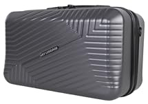 JLY Swirf Travel Makeup Case – Charcoal Grey Hard Shell Vanity Bag with Shoulder Strap & Waterproof Interior, 40×20×25cm