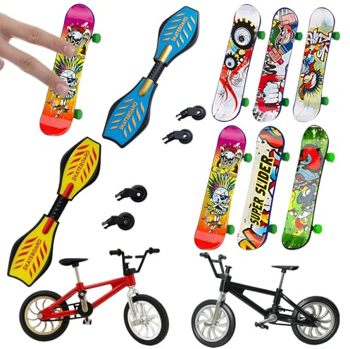 DvBCNMe Fingerboard Set, 10 Stück Fingerskateboards Mit Verschiedenen Designs, Mini Finger Skateboard Spielzeug Für Kinder Und Erwachsene, Ideal Zur Förderung Der Fingerkoordination Und Konzentration