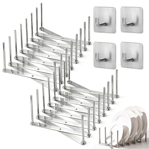 xianzhanEU Verstellbarer Spareribshalter, 7 Verstellbare Schlitze, 2 Stk | Spareribs Halter Grill mit 4 Klebehaken, Topfdeckelhalter Edelstahl für Deckel, Teller und Sogar Zum Grillen